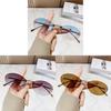 New Letter F Frameless Sunglasses With Rhinestone Elliptical Frame Uv400 For Fashion Outings