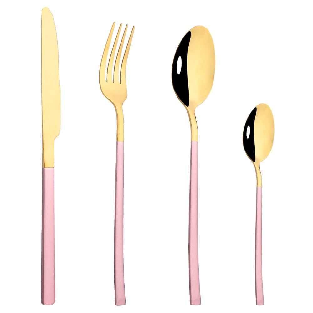 Blue Gold Mirror Dinnerware Cutlery Set Stainless Steel Tableware Set Home Knife Fork Coffee Spoon Flatware Silverware Set