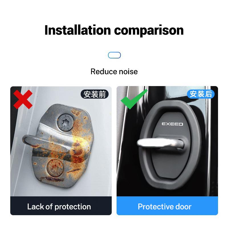 4pcs Mute Damping Cushion Silicone Car Door Lock Buckle Cover For Skoda Octavia KAMIQ KODIAQ SUPERB RAPID KAROQ FABIA YETI xkbf53