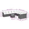 11 pc Outdoor Sofa Set with Cushions Grey Poly Rattan