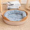 Coarse Linen Rattan Cat Nest: Four Seasons Pet Bed & Summer Sleeping Mat