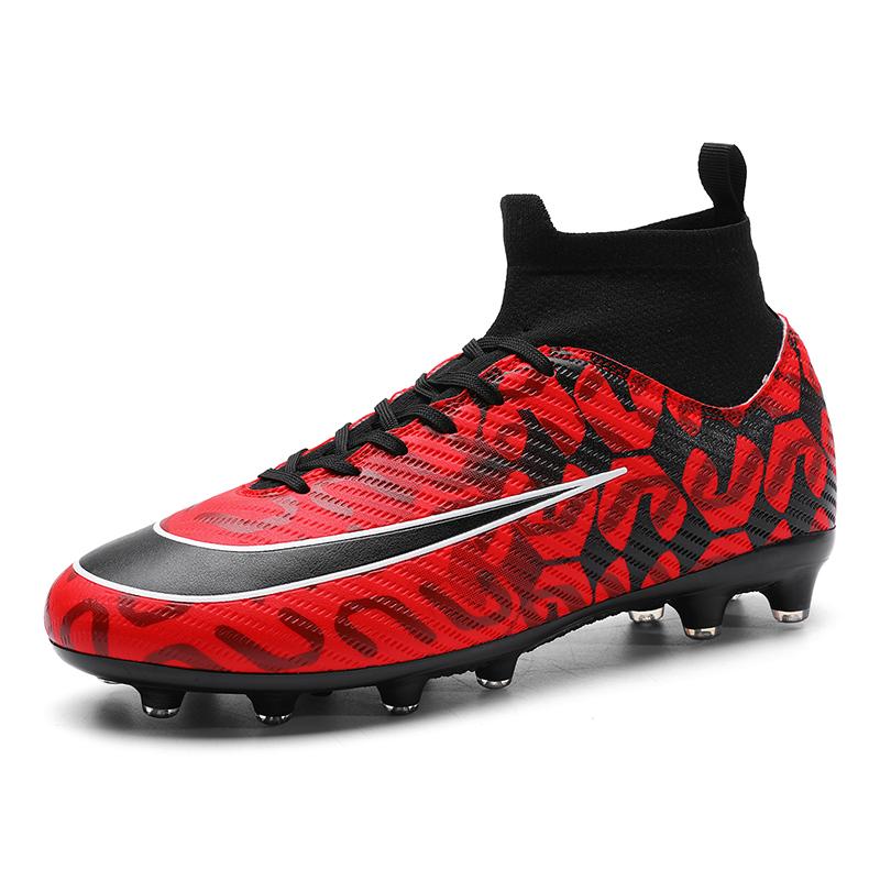

Comfortable breathable Futsal Men Soccer Shoes Society Kids Football Shoes Indoor Professional Boy Turf Training Match Original 39 красный