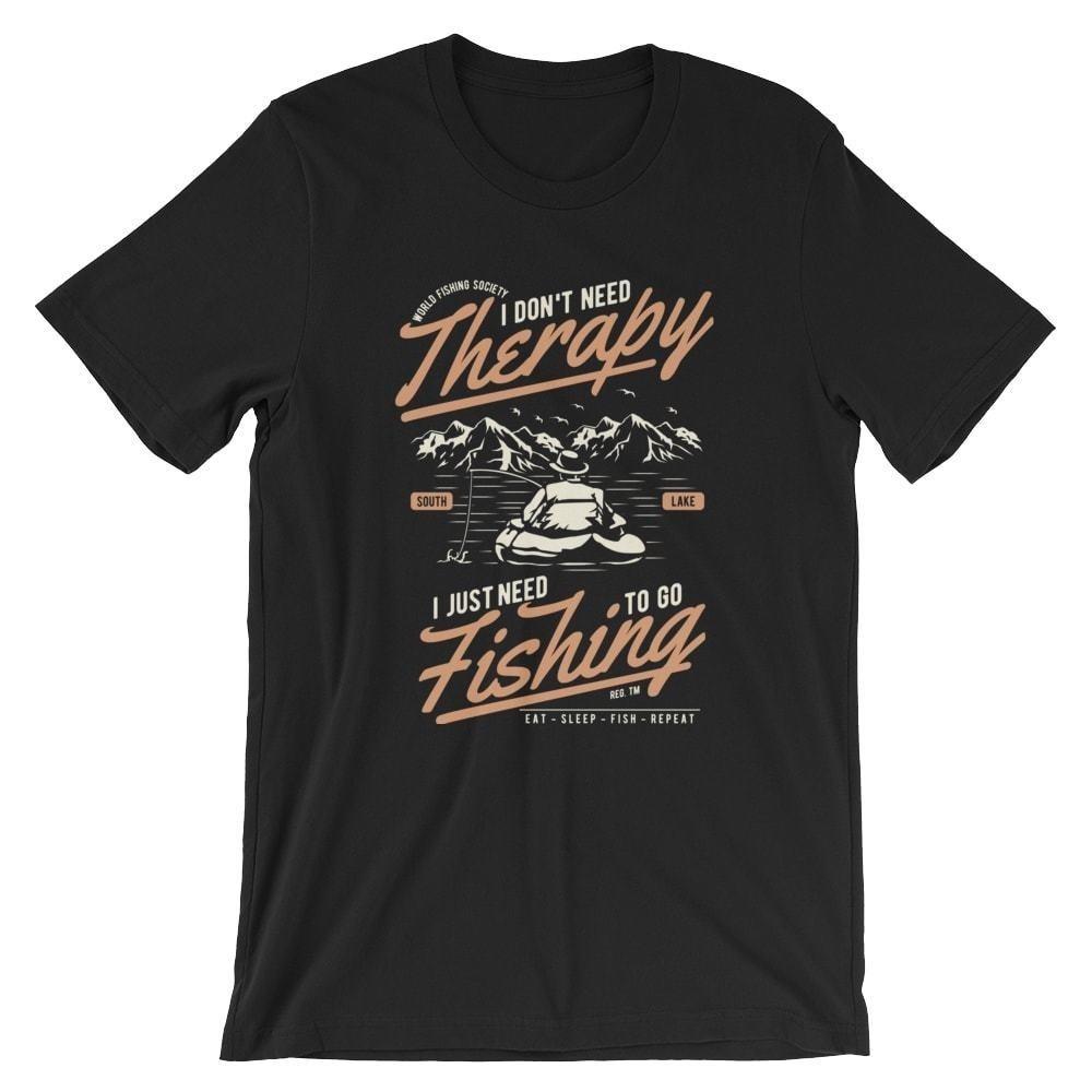 Fishing Therapy T-Shirt. 100% Cotton Premium Tee NEW