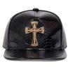 Unisex Cross Label Python Patterned Leather Hip-hop Hat Spring Autumn Outdoor Adjustable Baseball Sunscreen Cap