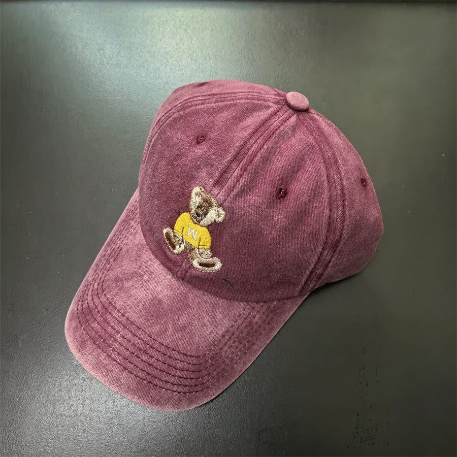 

Vintage Wash Made Old Embroidered Bear Soft Top Baseball Cap Suitable For Men And Women Leisure Travel Adjustable
