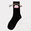 Women's Novelty Cute Large Mouth Braids Ugly Dolls Middle Tube Socks Casual Novelty Cartoon Crew Socks for Cosplay Party