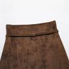 Womens Faux Suede High-Waist Short Skirt Shorts With Belt 8490950