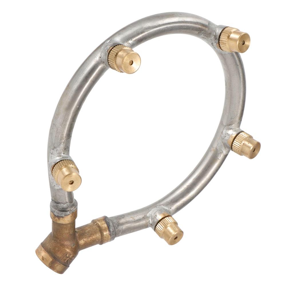 Irrigatore Circolare da Giardino in Acciaio Inossidabile 5 Testine Ugello Nebulizzatore per Raffreddamento Esterno