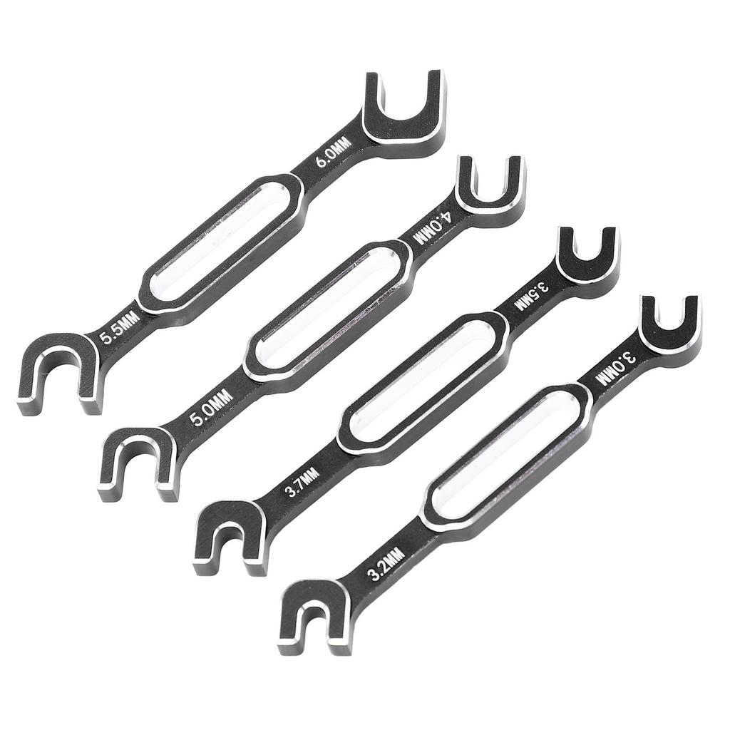 4PCS RC Car Wrenches Turnbuckle Nut Ball Joint Remover Aluminum Alloy RC Maintenance Spanner 3.0‑6.0mm Black