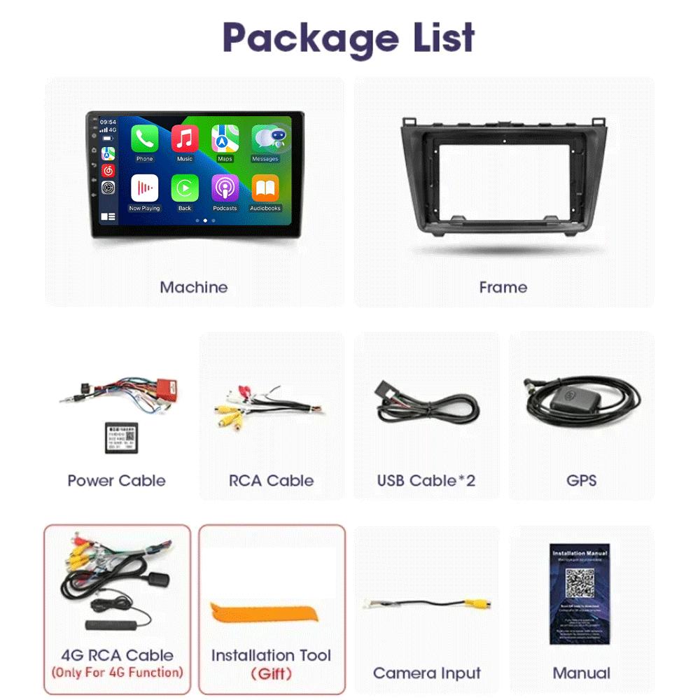 Android14 Carplay Auto Car Radio For Mazda 6 GH 2007 2008 2009 2010 2011 2012 Multimedia GPS Video Player Stereo 2din Head Unit