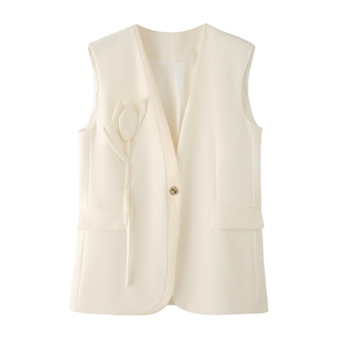 

2025 Women s Summer Color Block V-Neck Applique Vest Large