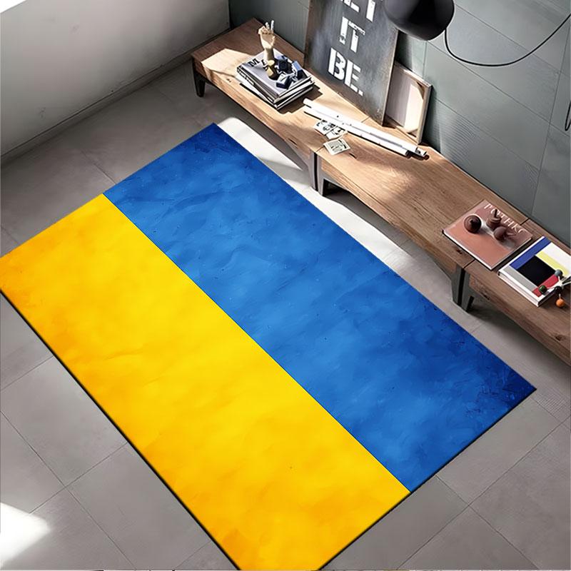 Yellow and Blue Abstract Design suitable as a non-slip mat for the living room or bedroom sofa
