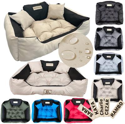 Hundebett KINGDOG 100x75 cm personalisiert wasserdicht beige
