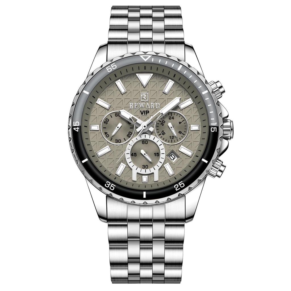 Premium Multi-Function Men's Sports Chronograph Luminous Waterproof Watch with Solid Steel Band