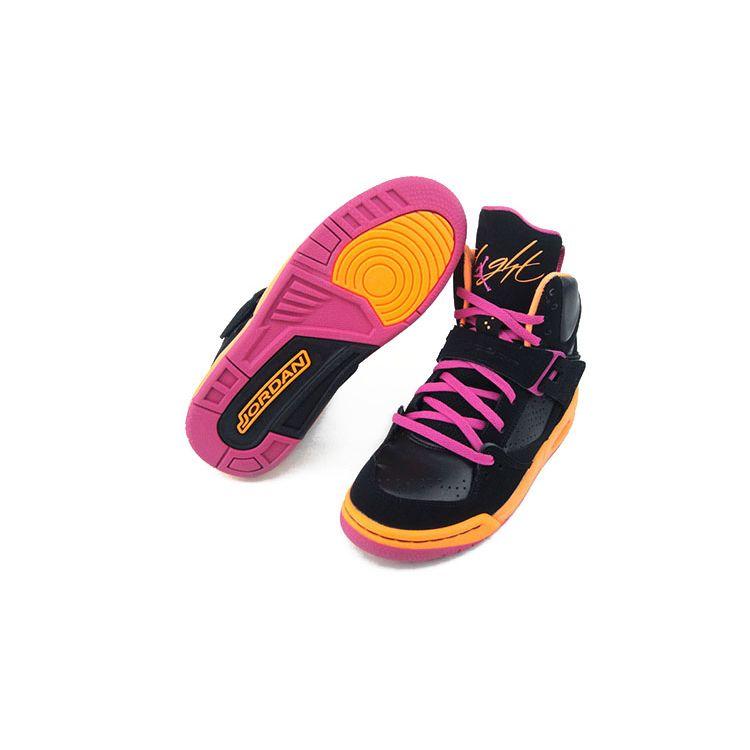 Air Jordan Flight 45 High GS Kinder Sneaker Schwarz Fusion-Pink-Cool-Grau-Bright-Citrus 524864-028