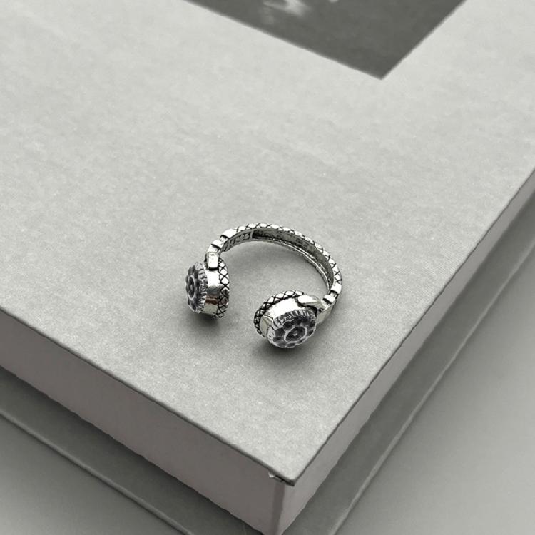 Vintage Knuckle Ring Geometric Irregular Headphone Shaped Finger Ring Punk Rings Gothic Adjustable Opening Ring
