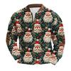 Men's Fashion Christmas Printed Corduroy Zipper Shirt