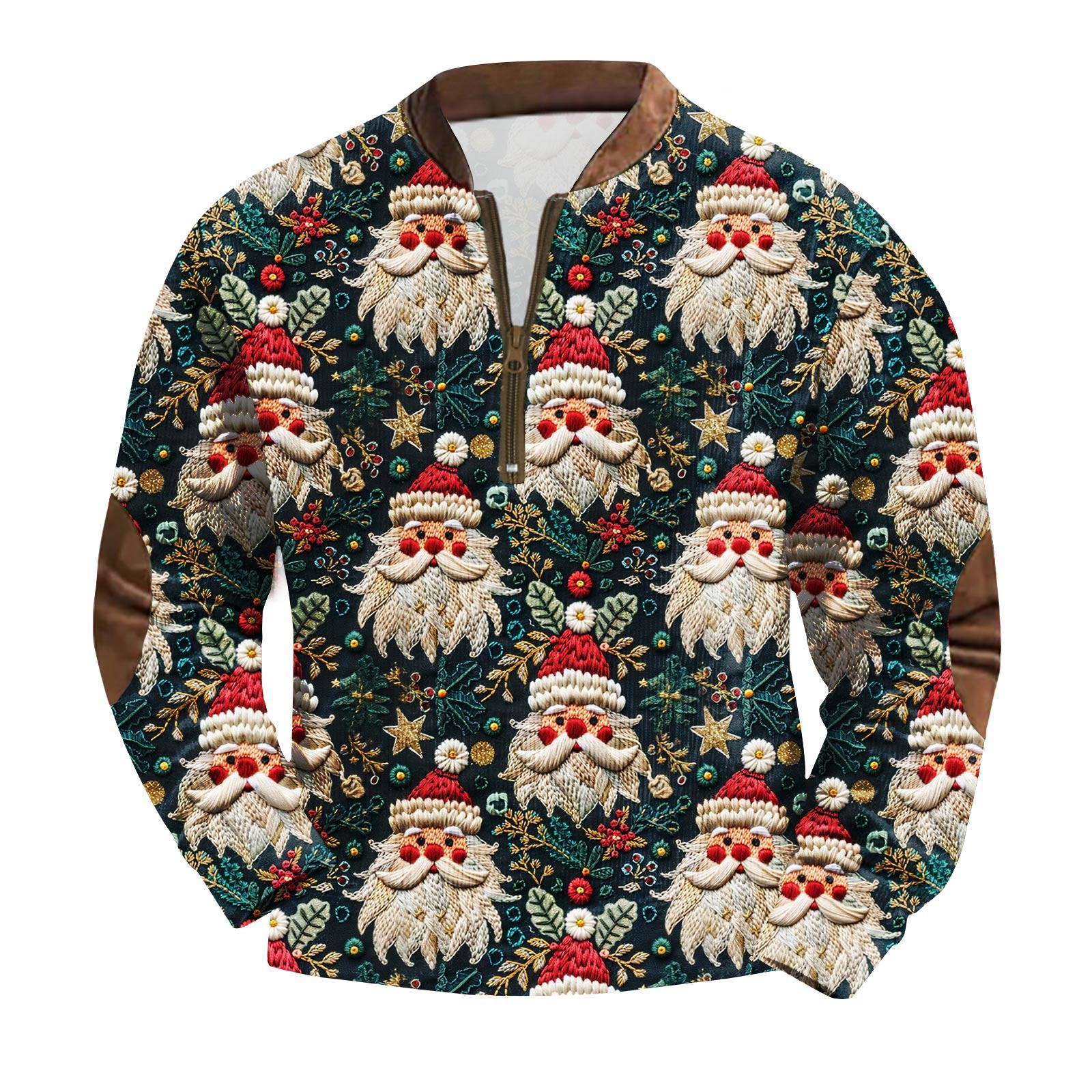 

Мужская модная вельветовая рубашка на молнии с рождественским принтом XXL