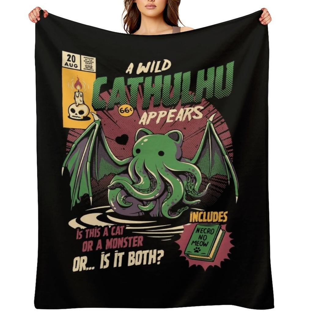 Cathulhu Throw Blanket Cute for winter Luxury Designer anime Blankets