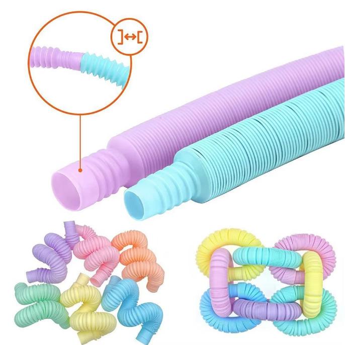 6/12 Stück Pop Tubes Sensorisches Spielzeug Durchmesser 1,9 cm Macaron Teleskoprohr Stressabbau Dekompression Finger Spielzeug für Kinder Erwachsene