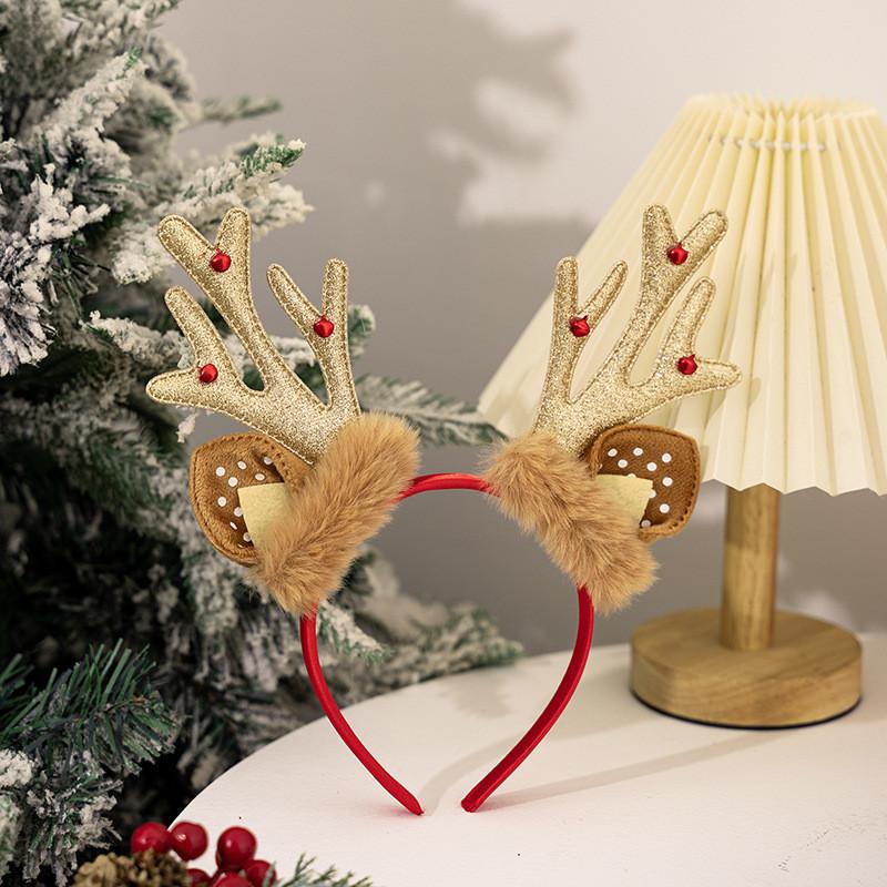 Whimsical Antler Christmas Headband With Cozy Plush Ears For Outfits Festive