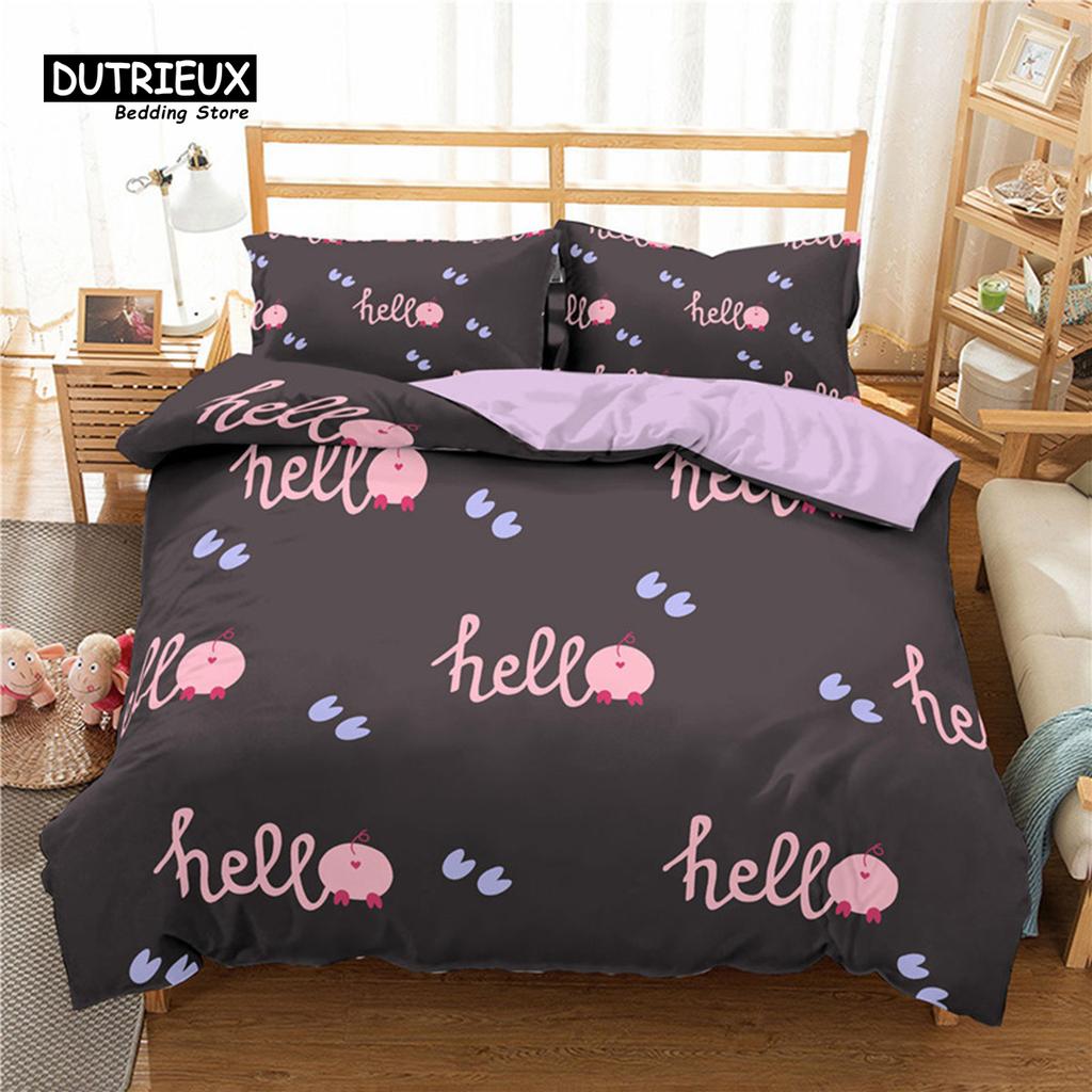 Comforter Love Heart Bedding Set Love Words Polyester Romantic Crown Print Full King For Girl Boy