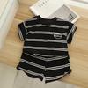 2Pcs/Sets Kids Set Casual Clothes Fashion Striped T-shirt Tops + Loose Shorts Clothing Boys Tracksuit Children Baby Clothes Suits