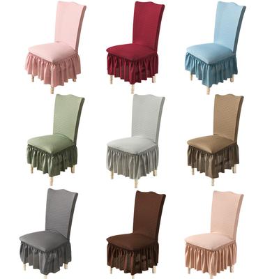 Knitted Jacquard Fabric Chair Cover Universal Lace Skirt Banquet Stretch Dining Table and Chair Covers