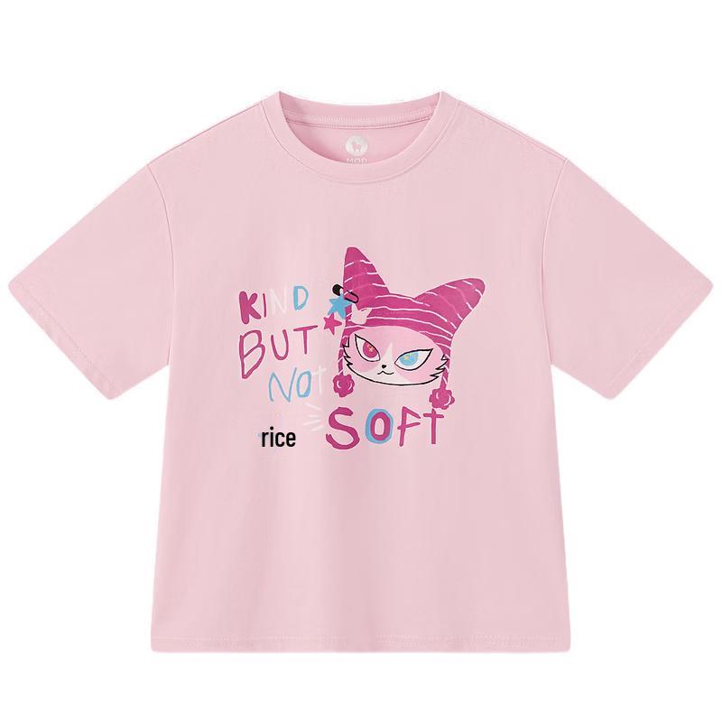 MQD Girls Academy Style Cartoon Short Sleeve T-Shirt 140cm светло-розовый