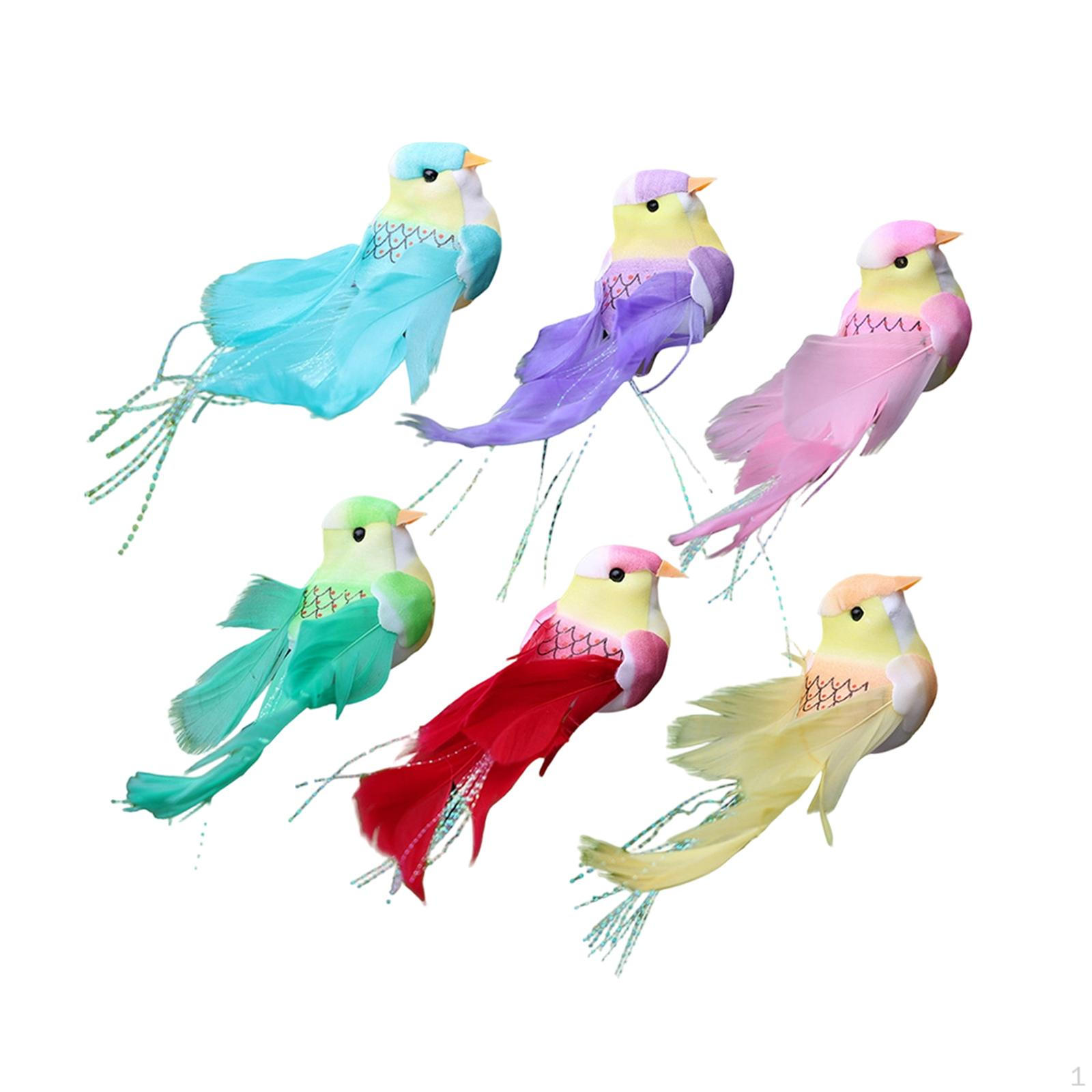

6Pcs Artificial Birds Ornaments for Crafts Lifelike with Feathers Fake Figure Jungle Porch