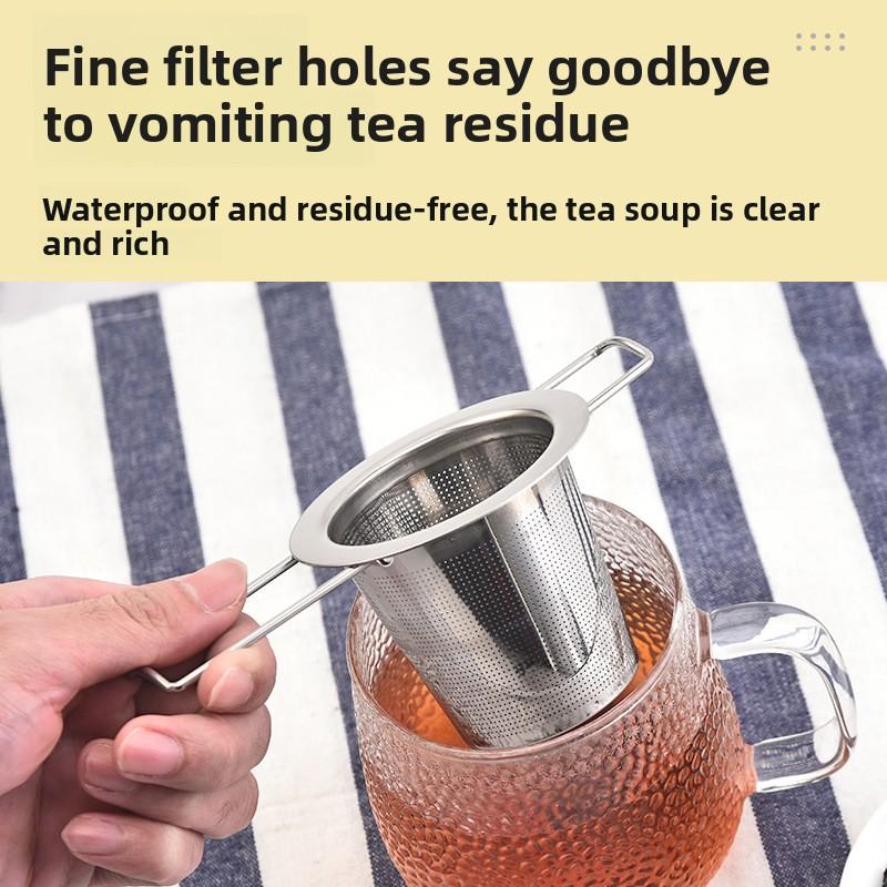 304 Stainless Steel Tea Strainer, Household Tea Infuser, Tea Filter, Long Handle with Lid, Tea Set
