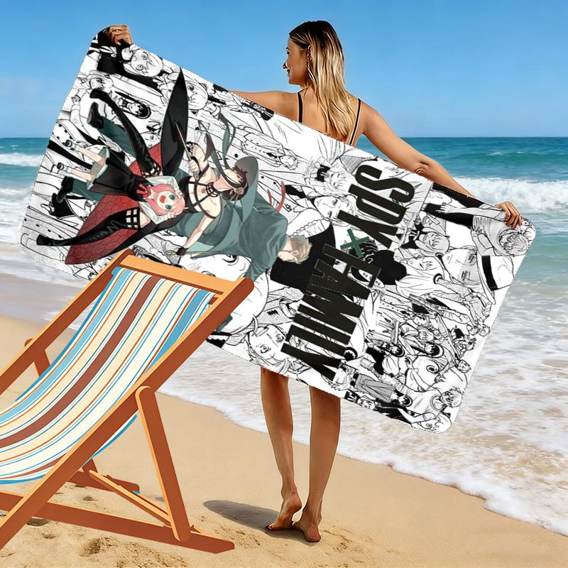 Spy x Family Print Beach Towel, Large Soft Quick Dry Towel for Beach Camping Swimming