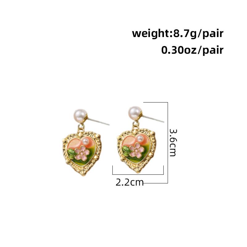 Western medieval old retro earrings, earrings, pink s925 silver needle earrings, flower earrings.