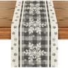 Artoid Mode Buffalo Plaid Snowflakes Christmas Table Runner, Seasonal Winter Kitchen Dining Table Decoration for Home Party Decor 13x72 Inch