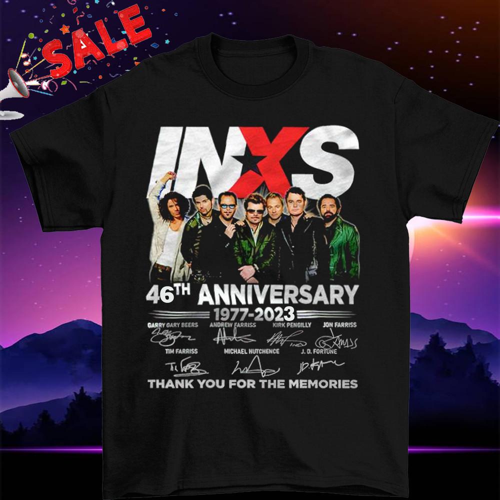 

INXS 46th Anniversary 1977-2023 Signatures Band Size S M L 234XL CG071 Unisex T-Shirt XL