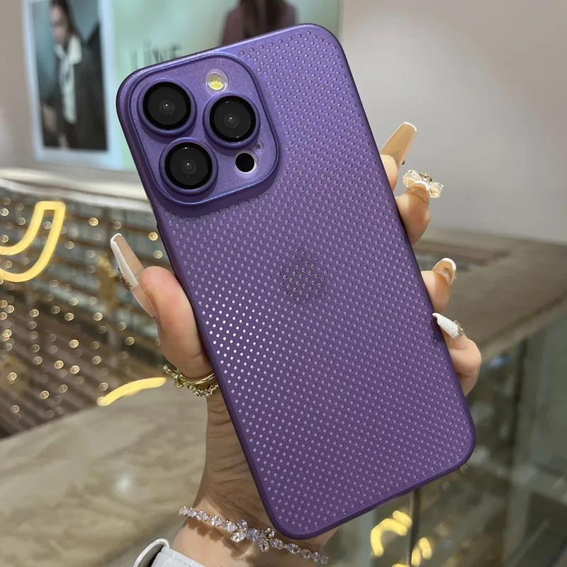 Heat Dissipation Breathable Cooling Case For iPhone 16 15 14 13 12 11 Pro Max Plus Ultra Thin Matte Mesh Hollow Slim Hard Cover