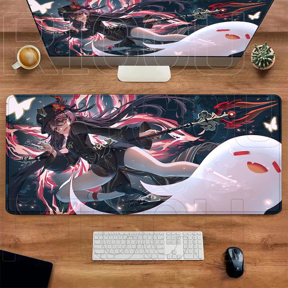 XXL Teppich Anime Hu Tao HD Druck Mauspads Gummi Gaming Genshin Impact Mauspads Tastaturmatten Computer PC Laptop Spieltischmatte
