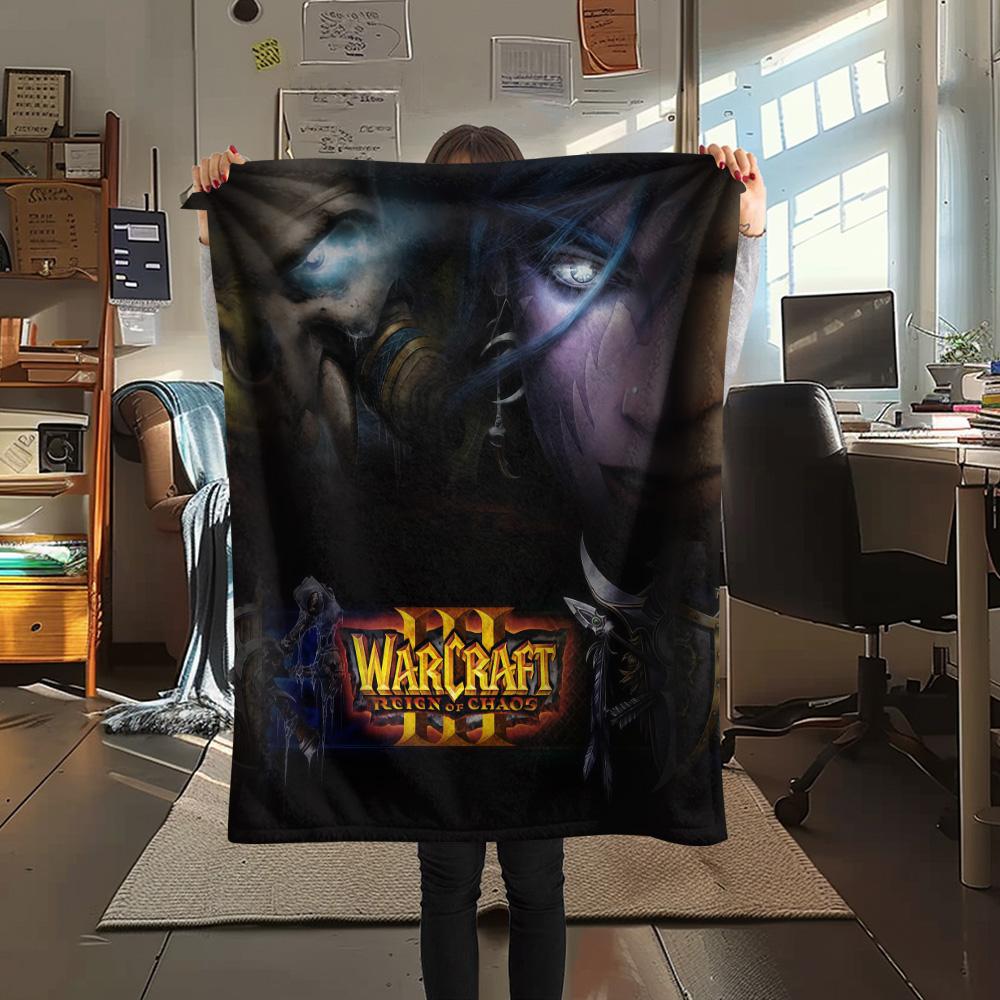 1pz Coperta in Flanella con Stampa Warcraft, Alta qualità Confortevole per Tutte le Stagioni, Decorazione per la Casa, Calore e Comfort, Perfetta per Regali di Natale