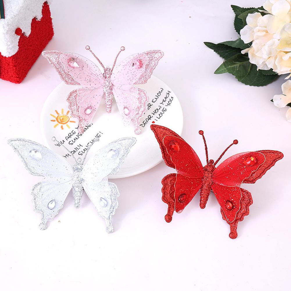 Christmas Tree Decorations Glitter Butterfly Ornaments Detailed Wings Design