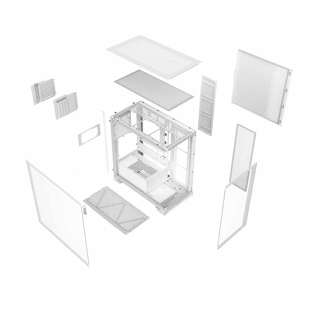 XPG INVADER X Pillarless Tempered Glass Showcase-Type Mid-Tower Cabinet, White INVADERXMTWOF-WHCWW-A