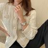 Short Knitted Cardigan Women's Solid Color Pearl Button Warm Coat Short Top New Fashion Simple Casual Commuting Spring Autumn