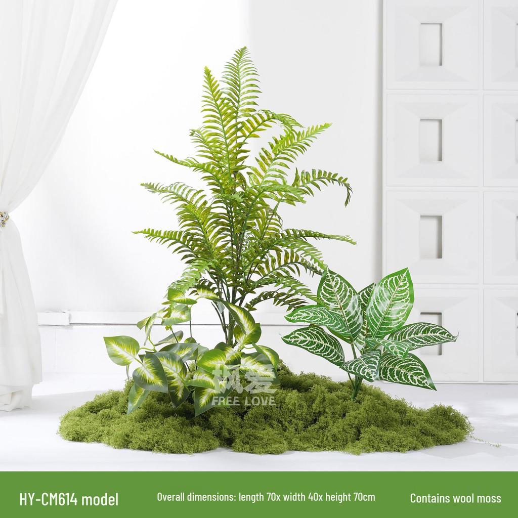 Luxury Faux Green Plant and Flower Decor - Indoor Moss and Grass Clusters for Elegant Landscaping.
