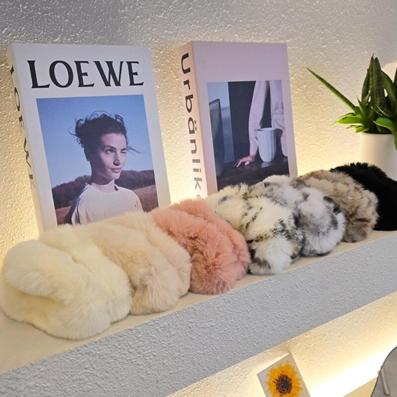 Women s Winter Soft Rabbit Fur Daily Hair Clip A31943_Pink