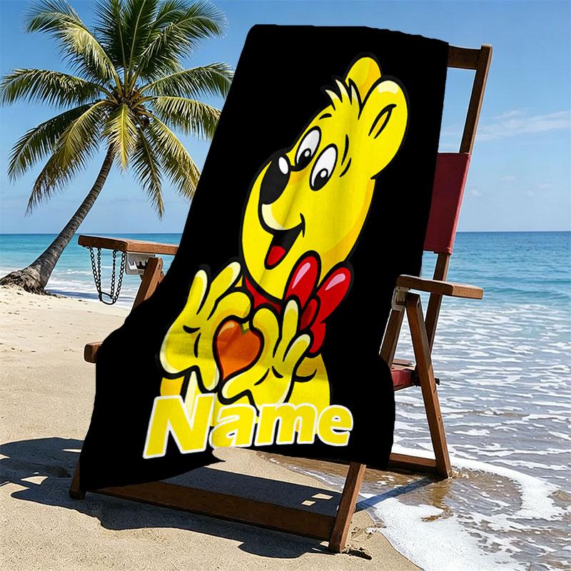 Custom Name Personalized Bamse Print Beach Towel, for Trip Camping Beach Party Home Decor, Birthday Gift for Family & Friends