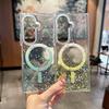 Transparent  Glitter Gradient Magnetic Phone Case for Samsung Galaxy Z Fold 7 6 5 4 3 5G for Magsafe Wireless Charge Cover