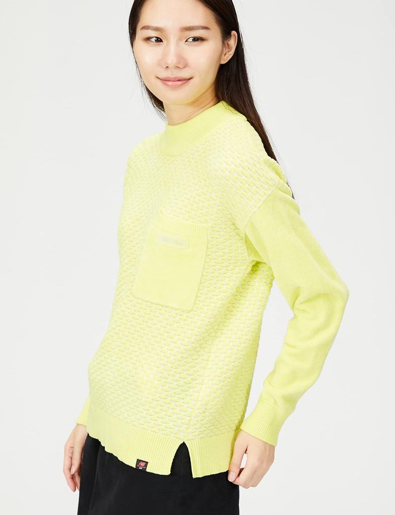 Golf mock neck knit jacquard female 1 [New Balance] (optical pattern/stretch) / / 012-2270506 060_Yellow [M]