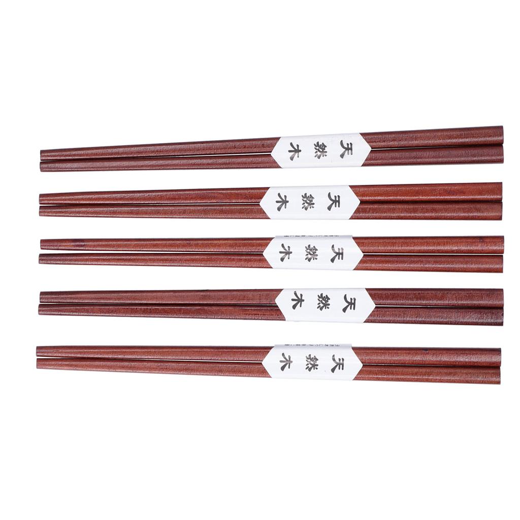 5Pairs Wooden Chopsticks Reusable   Wood Chopsticks for Home Kitchen Hotel