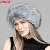 JERYAFUR Women Faux Fur Winter Hat, Thick Fluffy Grey Plush Warm Fashion Ladies Cap for Cold Winter Outdoor
