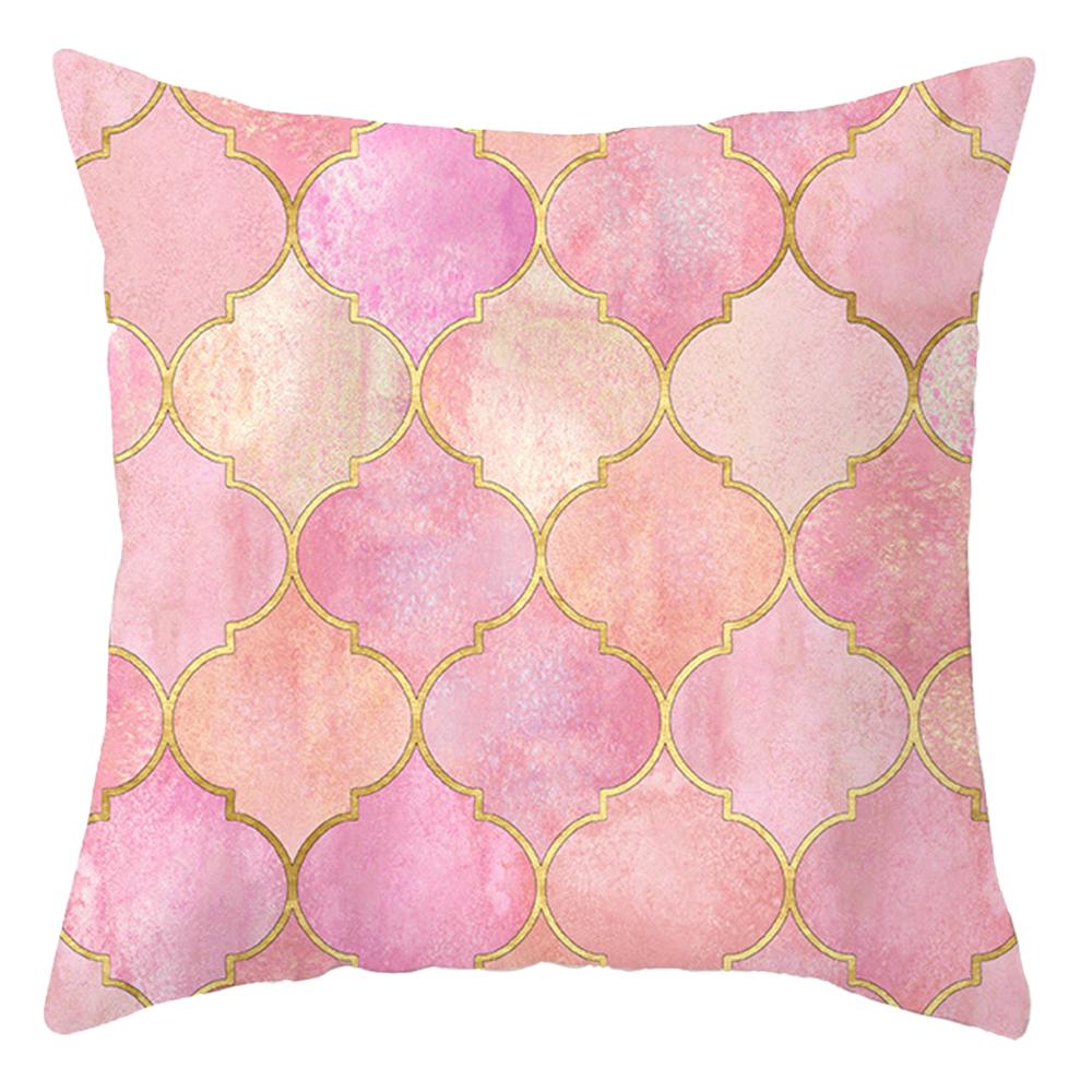 Taie d'oreiller de luxe à imprimé plumes roses, taie d'oreiller géométrique en marbre, housse de coussin, oreiller