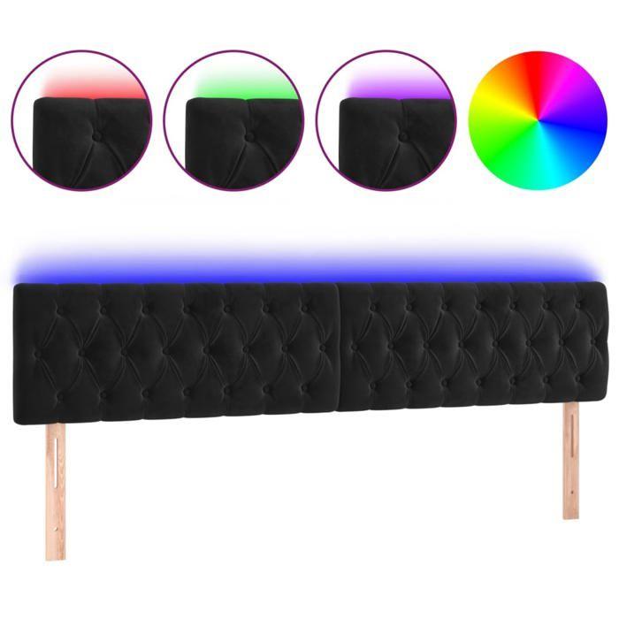 VidaXL Tête de Lit à LED Meuble de Chambre à Coucher Accessoire de Lit Double Tête de Cadre de Lit Intérieur Noir 3122010